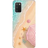 Techtree Samsung Galaxy A02S Uyumlu Pembe Şemsiyeli Sahil Baskılı Silikon Kılıf