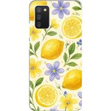 Techtree Samsung Galaxy A02S Uyumlu Sulu Boya Limon ve Çiçek Desenli Baskılı Silikon Kılıf
