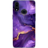 Techtree Samsung Galaxy A10S Uyumlu Ametist Taşı Mor Mermer Baskılı Silikon Kılıf