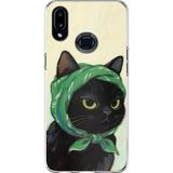 Techtree Samsung Galaxy A10S Uyumlu Babushka Yeşil Başörtülü Siyah Kedi Baskılı Silikon Kılıf