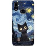 Techtree Samsung Galaxy A10S Uyumlu Gece Yarısı Kedi Tasarımlı Baskılı Silikon Kılıf
