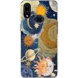 Techtree Samsung Galaxy A10S Uyumlu Güneş ve AY Evren Tasarımlı Baskılı Silikon Kılıf