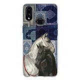 Techtree Samsung Galaxy A10s Uyumlu Mavi Kilim Desenli Siyah Ve Beyaz At Baskılı Silikon Kılıf