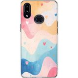 Techtree Samsung Galaxy A10s Uyumlu Pastel Renkli Dalgalı Ve Kalp Baskılı Silikon Kılıf