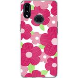 Techtree Samsung Galaxy A10S Uyumlu Pembe Çiçek Desenli Baskılı Silikon Kılıf