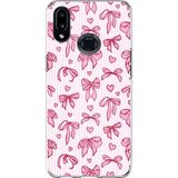 Techtree Samsung Galaxy A10S Uyumlu Pembe Fiyonk ve Kalp Desenli Baskılı Silikon Kılıf