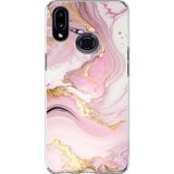 Techtree Samsung Galaxy A10S Uyumlu Pembe Mermer Baskılı Silikon Kılıf