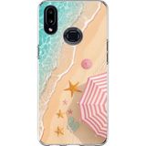 Techtree Samsung Galaxy A10S Uyumlu Pembe Şemsiyeli Sahil Baskılı Silikon Kılıf
