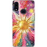Techtree Samsung Galaxy A10S Uyumlu Psikedelik Galaksi ve Güneş Desenli Baskılı Silikon Kılıf