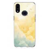 Techtree Samsung Galaxy A10s Uyumlu Sarı Ve Yeşil Tonlu Bulut Ve Kuşlar Baskılı Silikon Kılıf