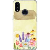 Techtree Samsung Galaxy A10S Uyumlu Sulu Boya Dokulu Vazoda Çiçek Desenli Baskılı Silikon Kılıf