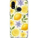 Techtree Samsung Galaxy A10S Uyumlu Sulu Boya Limon ve Çiçek Desenli Baskılı Silikon Kılıf
