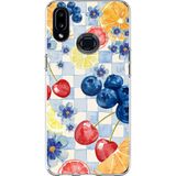 Techtree Samsung Galaxy A10S Uyumlu Sulu Boya Meyve ve Çiçek Desenli Baskılı Silikon Kılıf