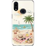 Techtree Samsung Galaxy A10S Uyumlu Sulu Boya Sahil ve Deniz Manzaralı Baskılı Silikon Kılıf