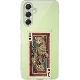 Techtree Samsung Galaxy A15 Uyumlu İskambil Kağıdı Tasarımlı Leopar Portre Baskılı Silikon Kılıf