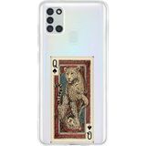 Techtree Samsung Galaxy A21S Uyumlu İskambil Kağıdı Tasarımlı Leopar Portre Baskılı Silikon Kılıf