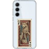 Techtree Samsung Galaxy A35 Uyumlu İskambil Kağıdı Tasarımlı Leopar Portre Baskılı Silikon Kılıf