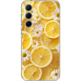 Techtree Samsung Galaxy A35 Uyumlu Limon Dilimleri ve Papatya Desenli Baskılı Silikon Kılıf
