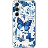 Techtree Samsung Galaxy A35 Uyumlu Mavi Kelebekler Baskılı Silikon Kılıf