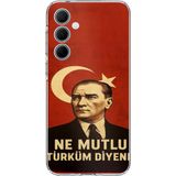Techtree Samsung Galaxy A35 Uyumlu Ne Mutlu Türkiye Bayrak Atatürk Baskılı Silikon Kılıf