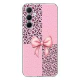 Techtree Samsung Galaxy A35 Uyumlu Pembe Leopar Desenli Ve Kurdele Baskılı Silikon Kılıf
