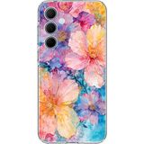 Techtree Samsung Galaxy A35 Uyumlu Renkli Çiçekler Sulu Boya Baskılı Silikon Kılıf