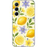 Techtree Samsung Galaxy A35 Uyumlu Sulu Boya Limon ve Çiçek Desenli Baskılı Silikon Kılıf