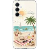 Techtree Samsung Galaxy A35 Uyumlu Sulu Boya Sahil ve Deniz Manzaralı Baskılı Silikon Kılıf