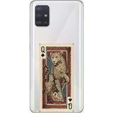 Techtree Samsung Galaxy A51 Uyumlu İskambil Kağıdı Tasarımlı Leopar Portre Baskılı Silikon Kılıf