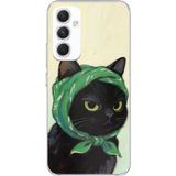 Techtree Samsung Galaxy A54 Uyumlu Babushka Yeşil Başörtülü Siyah Kedi Baskılı Silikon Kılıf