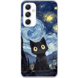 Techtree Samsung Galaxy A54 Uyumlu Gece Yarısı Kedi Tasarımlı Baskılı Silikon Kılıf