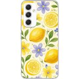 Techtree Samsung Galaxy A54 Uyumlu Sulu Boya Limon ve Çiçek Desenli Baskılı Silikon Kılıf