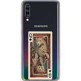 Techtree Samsung Galaxy A70 Uyumlu İskambil Kağıdı Tasarımlı Leopar Portre Baskılı Silikon Kılıf