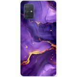 Techtree Samsung Galaxy A71 Uyumlu Ametist Taşı Mor Mermer Baskılı Silikon Kılıf
