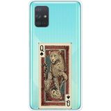 Techtree Samsung Galaxy A71 Uyumlu İskambil Kağıdı Tasarımlı Leopar Portre Baskılı Silikon Kılıf