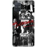 Techtree Samsung Galaxy A71 Uyumlu Kırmızı Mustafa Kemal Atatürk İmza Baskılı Silikon Kılıf