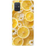 Techtree Samsung Galaxy A71 Uyumlu Limon Dilimleri ve Papatya Desenli Baskılı Silikon Kılıf