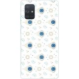 Techtree Samsung Galaxy A71 Uyumlu Nazar Boncuğu Güneş ve Hilal Baskılı Silikon Kılıf