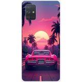 Techtree Samsung Galaxy A71 Uyumlu Palmiye Neon Pembe Araba Baskılı Silikon Kılıf