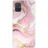Techtree Samsung Galaxy A71 Uyumlu Pembe Mermer Baskılı Silikon Kılıf