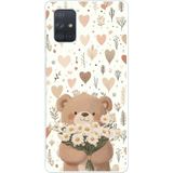Techtree Samsung Galaxy A71 Uyumlu Romantik Sevimli Ayıcık Baskılı Silikon Kılıf