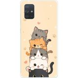 Techtree Samsung Galaxy A71 Uyumlu Sevimli Kedicikler ve Patiler Baskılı Silikon Kılıf