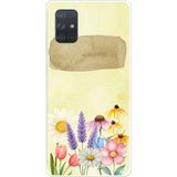 Techtree Samsung Galaxy A71 Uyumlu Sulu Boya Dokulu Vazoda Çiçek Desenli Baskılı Silikon Kılıf