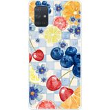 Techtree Samsung Galaxy A71 Uyumlu Sulu Boya Meyve ve Çiçek Desenli Baskılı Silikon Kılıf