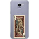 Techtree Samsung Galaxy J6 Uyumlu İskambil Kağıdı Tasarımlı Leopar Portre Baskılı Silikon Kılıf