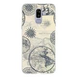 Techtree Samsung Galaxy J8-A6 Plus Uyumlu Vintage Dünya Haritası Ve Pusula Baskılı Silikon Kılıf