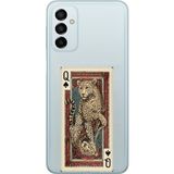 Techtree Samsung Galaxy M14 Uyumlu İskambil Kağıdı Tasarımlı Leopar Portre Baskılı Silikon Kılıf