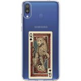 Techtree Samsung Galaxy M20 Uyumlu İskambil Kağıdı Tasarımlı Leopar Portre Baskılı Silikon Kılıf