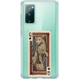 Techtree Samsung Galaxy S20 FE Uyumlu İskambil Kağıdı Tasarımlı Leopar Portre Baskılı Silikon Kılıf