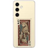 Techtree Samsung Galaxy S24 - S25 Uyumlu İskambil Kağıdı Tasarımlı Leopar Portre Baskılı Silikon Kılıf